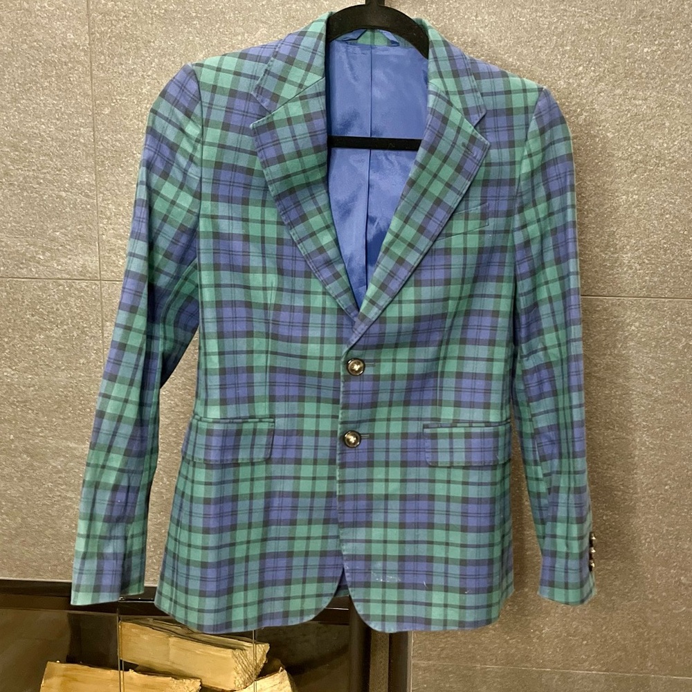 Vineyard Vines Kids Blue Green Plaid Blazer Size 14 Boys